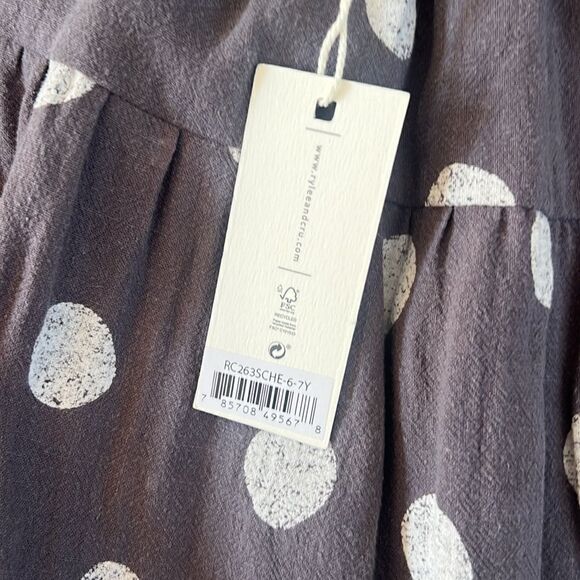 NWT Rylee and Cru Girls Maxi Skirt Polka Dot Sz 6/7 Linen Blend - Picture 5 of 8